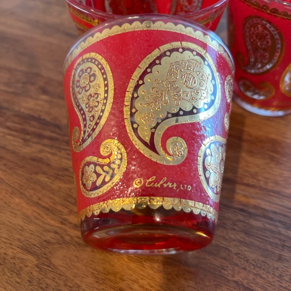 Red and Gold Paisley Glasses by Culver